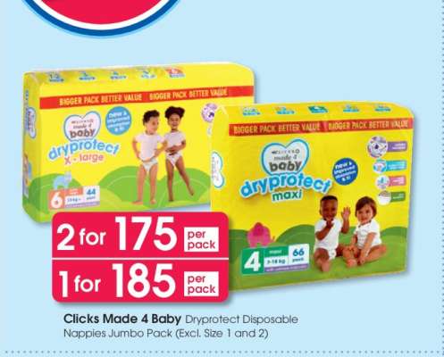 Clicks Made 4 Baby Dryprotect Disposable Nappies Jumbo Pack