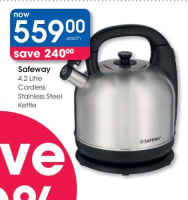 Safeway 4.2 Litre Cordless Stainless Steel Kettle