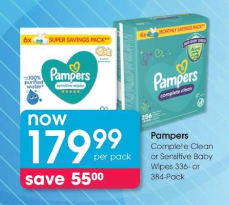 Pampers Complete Clean or Sensitive Baby Wipes 336- or 384-Pack