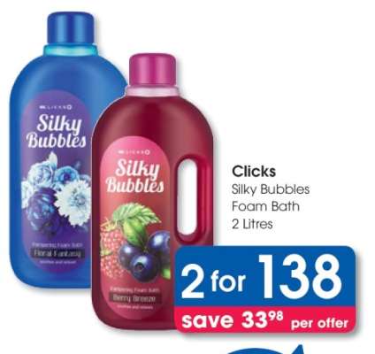 Clicks Silky Bubbles Foam Bath 2 Litres