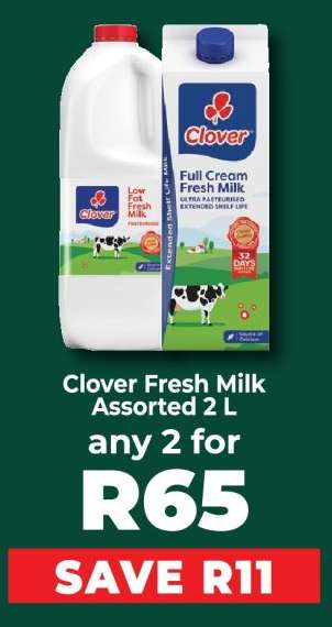 Clover Fresh Milk Assorted 2 L