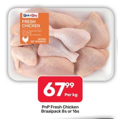 PnP Fresh Chicken Braaipack 8s or 16s