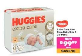 Huggies Extra Care New Born Baby Size 0 25-Pack