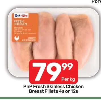 PnP Fresh Skinless Chicken Breast Fillets 4s or 12s
