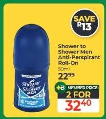 Shower to Shower Men Anti-Perspirant Roll-On