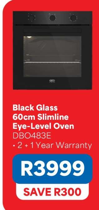 Black Glass 60cm Slimline Eye-Level Oven