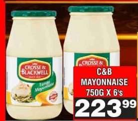 C&B Mayonnaise 750G X 6's
