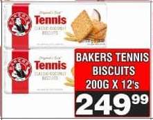 BAKERS TENNIS BISCUITS 200G X 12's
