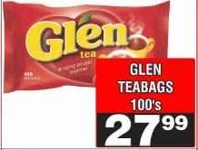 GLEN TEABAGS 100's