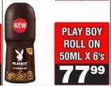 PLAY BOY ROLL ON 50ML X 6's
