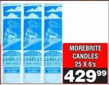 MOREBRITE CANDLES 25 X 6'S