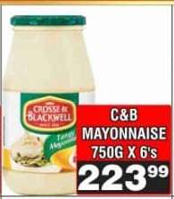 C&B Mayonnaise 750G X 6's
