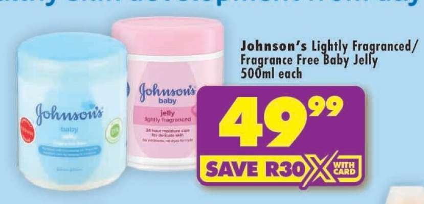 Johnson's Lightly Fragranced/Fragrance Free Baby Jelly 500ml each