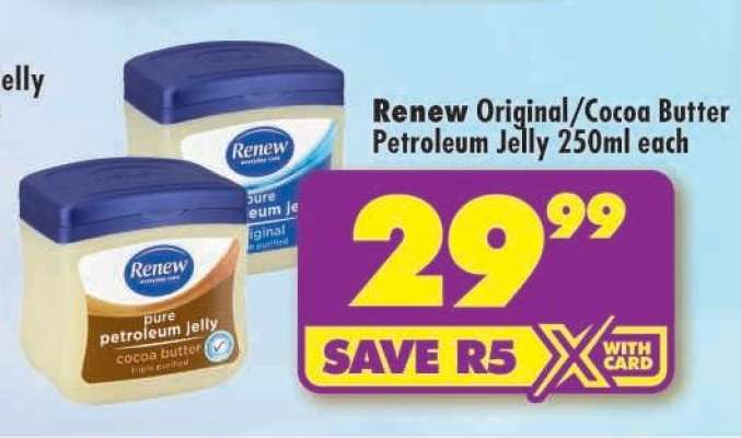 Renew Original/Cocoa Butter Petroleum Jelly 250ml each