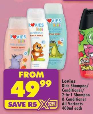 Lovies Kids Shampoo/Conditioner/2-in-1 Shampoo & Conditioner All Variants 400ml each