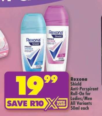 Rexona Shield Anti-Perspirant Roll-On for Ladies/Men