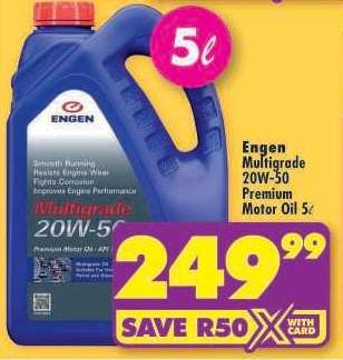 Engen Multigrade 20W-50 Premium Motor Oil 5L
