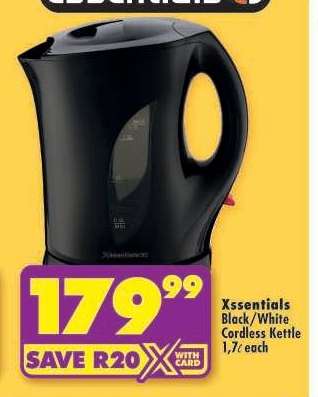 Xssentials Black/White Cordless Kettle 1.7ℓ each