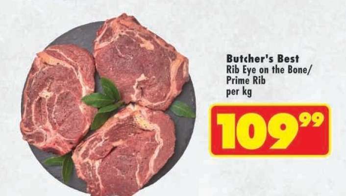 Butcher's Best Rib Eye on the Bone/Prime Rib per kg