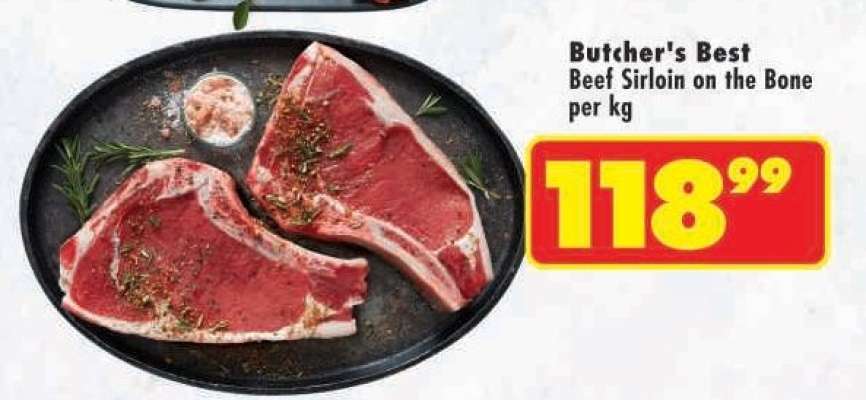 Butcher's Best Beef Sirloin on the Bone per kg