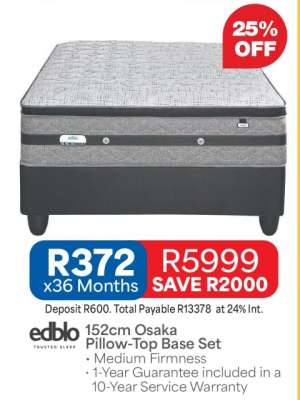 152cm Osaka Pillow-Top Base Set