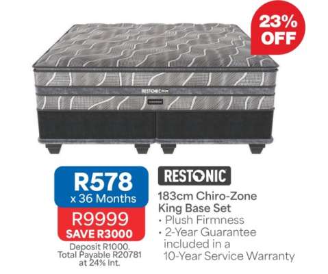 Restonic 183cm Chiro-Zone King Base Set