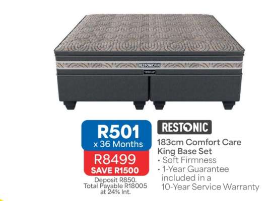 Restonic 183cm Comfort Care King Base Set
