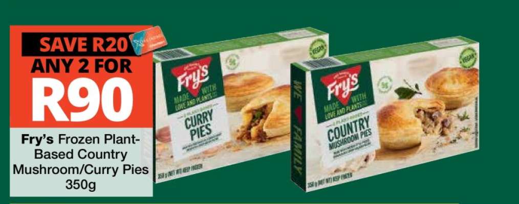 Fry's Frozen Plant-Based Country Mushroom/Curry Pies 350g