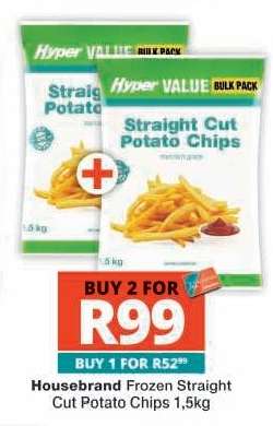 Housebrand Frozen Straight Cut Potato Chips 1.5kg