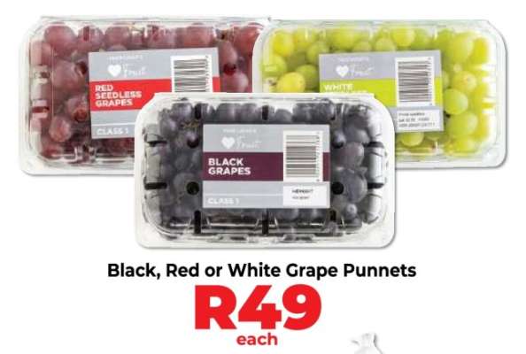 Black, Red or White Grape Punnets