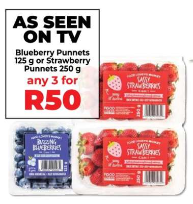 Blueberry Punnets 125 g or Strawberry Punnets 250 g