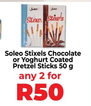 Soleo Stixels Chocolate or Yoghurt Coated Pretzel Sticks 50 g