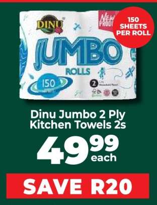 Dinu Jumbo 2 Ply Kitchen Towels 2s