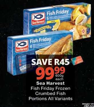 Sea Harvest Fish Friday Frozen Crumbed Fish Portions All Variants