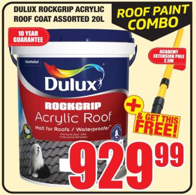 DULUX ROCKGRIP ACRYLIC ROOF COAT ASSORTED 20L