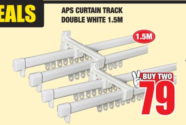 APS CURTAIN TRACK DOUBLE WHITE 1.5M