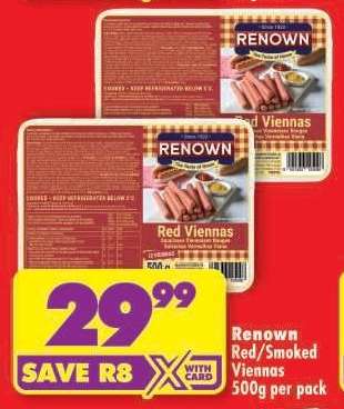 RENOWN RED/SMOKED VIENNAS