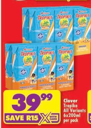 Clover Tropika All Variants 6x200ml per pack