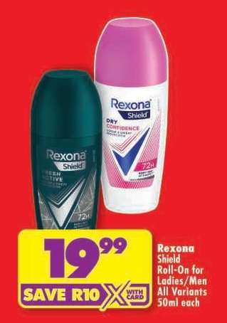 Rexona Shield Roll-On For Ladies/Men All Variants 50ml each