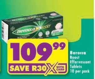 BEROCCA BOOST EFFERVESCENT TABLETS 10 per pack