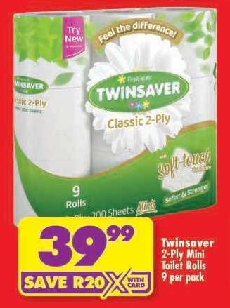 TWINSAVER 2-PLY MINI TOILET ROLLS