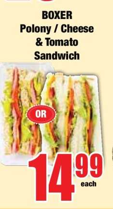 BOXER Polony / Cheese & Tomato Sandwich