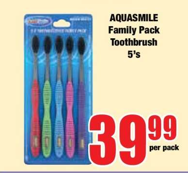 AQUASMILE Family Pack Toothbrush 5's