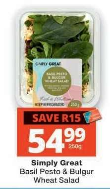Simply Great Basil Pesto & Bulgur Wheat Salad