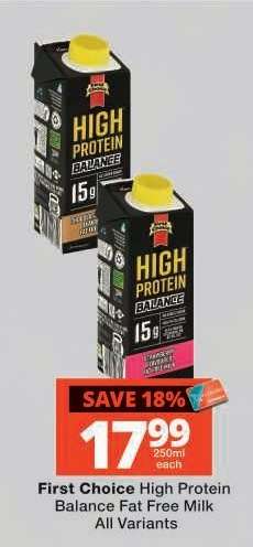 First Choice High Protein Balance Fat Free Milk
