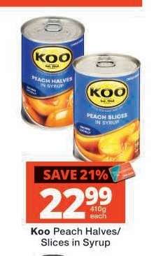KOO PEACH HALVES / SLICES IN SYRUP