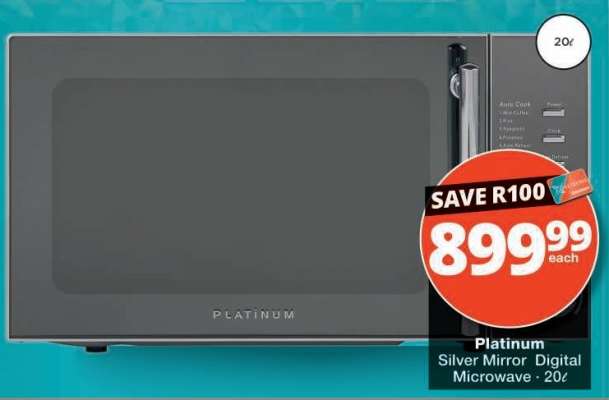 Platinum Silver Mirror Digital Microwave - 20ℓ