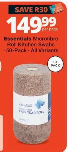 Essentials Microfibre Roll Kitchen Swabs