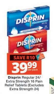 Disprin Regular 24/Extra Strength 16 Pain Relief Tablets