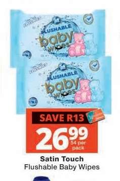 Satin Touch Flushable Baby Wipes
